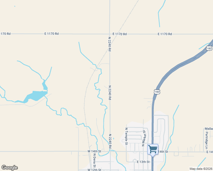 map of restaurants, bars, coffee shops, grocery stores, and more near 11735 North 2240 Road in New Cordell