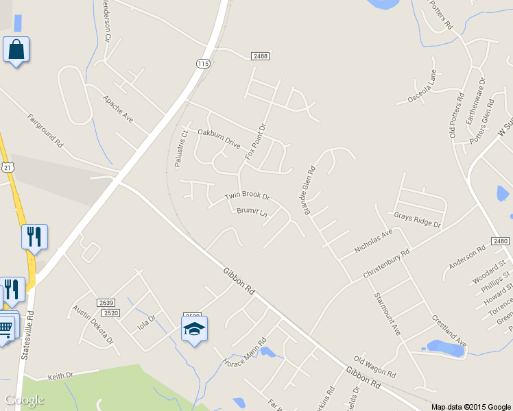 map of restaurants, bars, coffee shops, grocery stores, and more near 6431 Brumit Lane in Charlotte