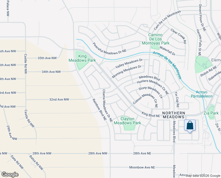 map of restaurants, bars, coffee shops, grocery stores, and more near 3419 Morgan Meadows in Rio Rancho