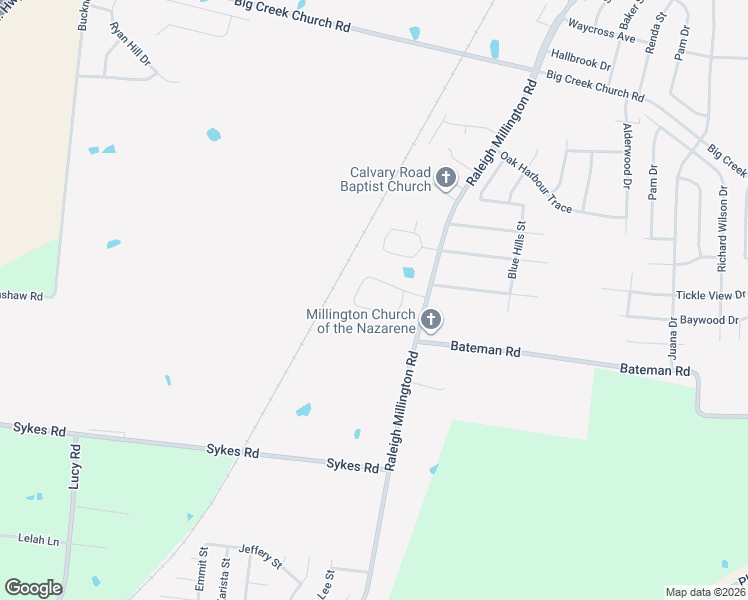 map of restaurants, bars, coffee shops, grocery stores, and more near 4344 Sykes Road in Millington