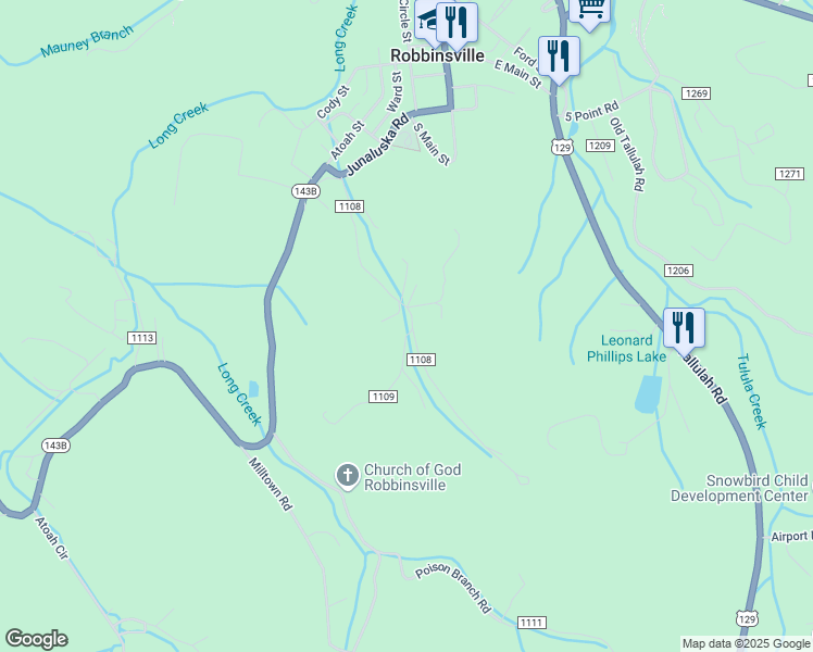 map of restaurants, bars, coffee shops, grocery stores, and more near 16 West Eller Branch Road in Robbinsville