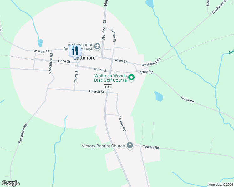 map of restaurants, bars, coffee shops, grocery stores, and more near 105 Oak Crossing Drive in Shelby