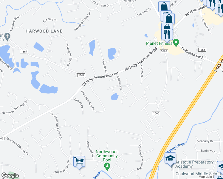 map of restaurants, bars, coffee shops, grocery stores, and more near 3303 Lemongrass Lane in Charlotte