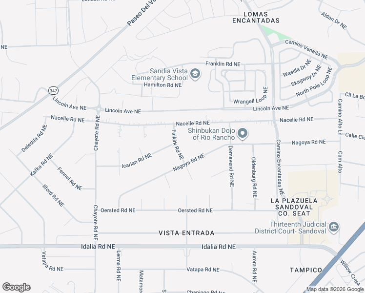 map of restaurants, bars, coffee shops, grocery stores, and more near 3407 Finnegan Court Northeast in Rio Rancho
