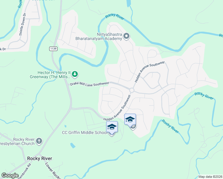 map of restaurants, bars, coffee shops, grocery stores, and more near 1875 Scarbrough Circle Southwest in Concord