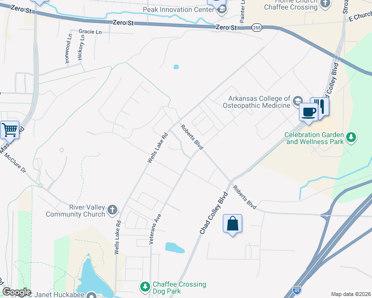 map of restaurants, bars, coffee shops, grocery stores, and more near 9434 Harmony Ridge Road in Barling