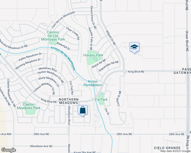 map of restaurants, bars, coffee shops, grocery stores, and more near 3400 Shiloh Road Northeast in Rio Rancho