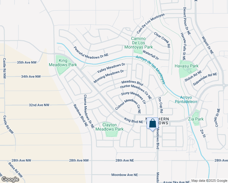 map of restaurants, bars, coffee shops, grocery stores, and more near 3479 Hunter Meadows Circle Northeast in Rio Rancho