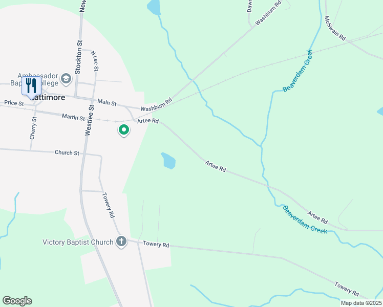 map of restaurants, bars, coffee shops, grocery stores, and more near 3835 Artee Road in Shelby