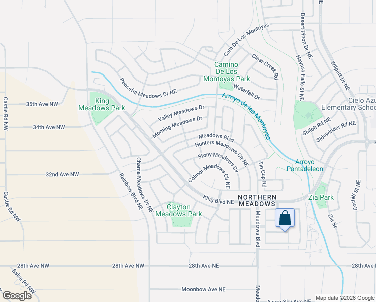 map of restaurants, bars, coffee shops, grocery stores, and more near 3479 Hunter Meadows Circle Northeast in Rio Rancho
