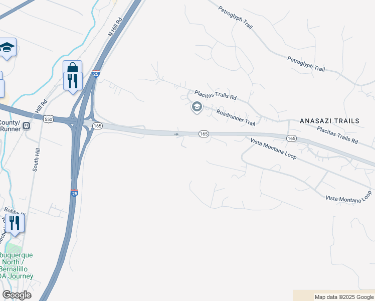 map of restaurants, bars, coffee shops, grocery stores, and more near 7 Cable Drive in Placitas