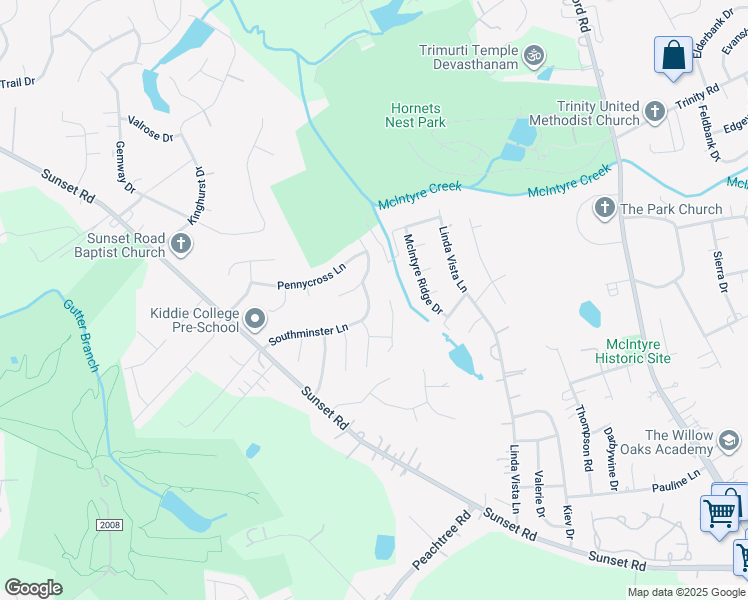 map of restaurants, bars, coffee shops, grocery stores, and more near 5722 Southminster Ln in Charlotte