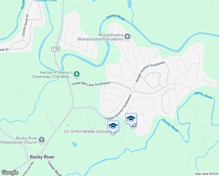 map of restaurants, bars, coffee shops, grocery stores, and more near 1875 Scarbrough Circle Southwest in Concord