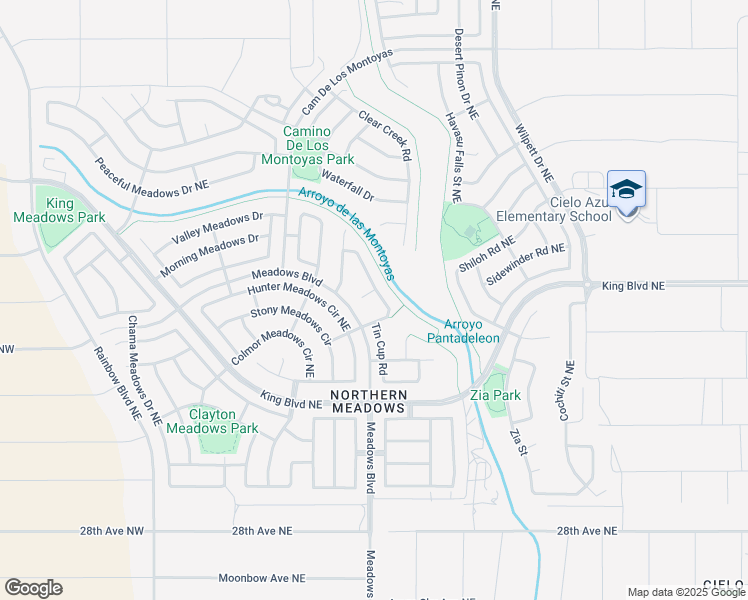 map of restaurants, bars, coffee shops, grocery stores, and more near 3417 Flat Iron Road Northeast in Rio Rancho