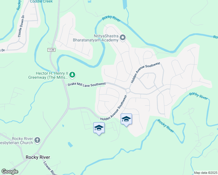 map of restaurants, bars, coffee shops, grocery stores, and more near 1875 Scarbrough Circle Southwest in Concord