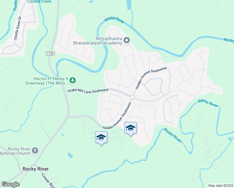 map of restaurants, bars, coffee shops, grocery stores, and more near 1875 Scarbrough Circle Southwest in Concord