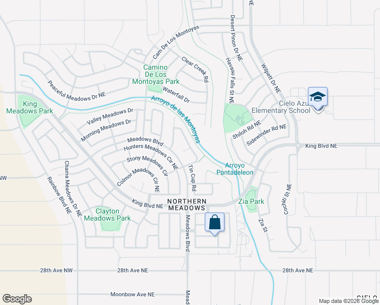 map of restaurants, bars, coffee shops, grocery stores, and more near 3417 Flat Iron Road Northeast in Rio Rancho