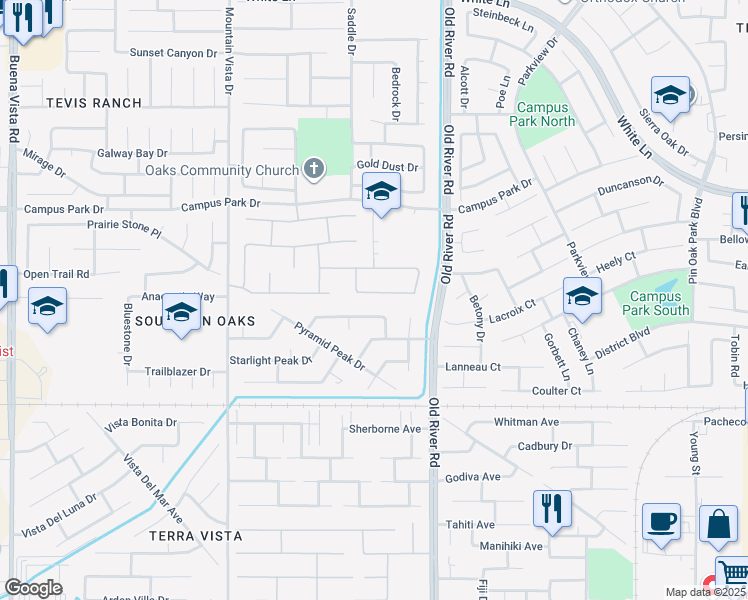 map of restaurants, bars, coffee shops, grocery stores, and more near 9905 Lightner Way in Bakersfield