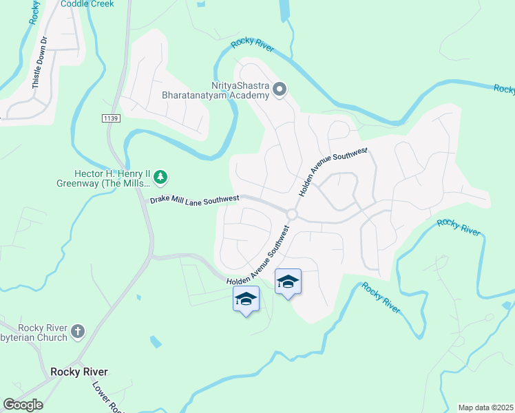 map of restaurants, bars, coffee shops, grocery stores, and more near 1875 Scarbrough Circle Southwest in Concord