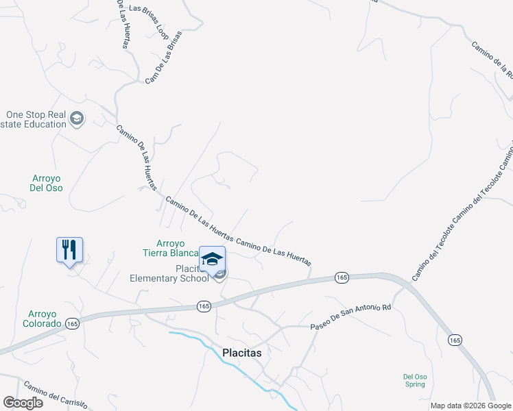 map of restaurants, bars, coffee shops, grocery stores, and more near 38 Camino De Las Huertas in Placitas
