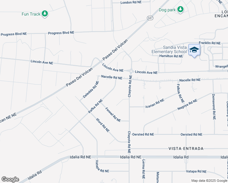 map of restaurants, bars, coffee shops, grocery stores, and more near 3428 Kafka Road Northeast in Rio Rancho