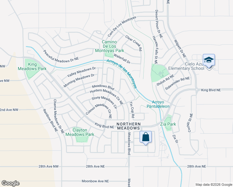 map of restaurants, bars, coffee shops, grocery stores, and more near 3341 Hunter Meadows Circle Northeast in Rio Rancho