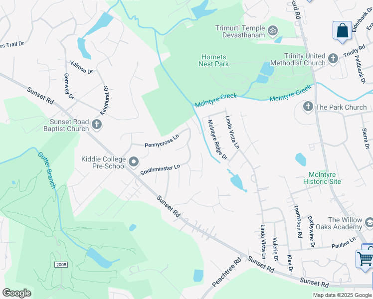 map of restaurants, bars, coffee shops, grocery stores, and more near 5722 Southminster Lane in Charlotte