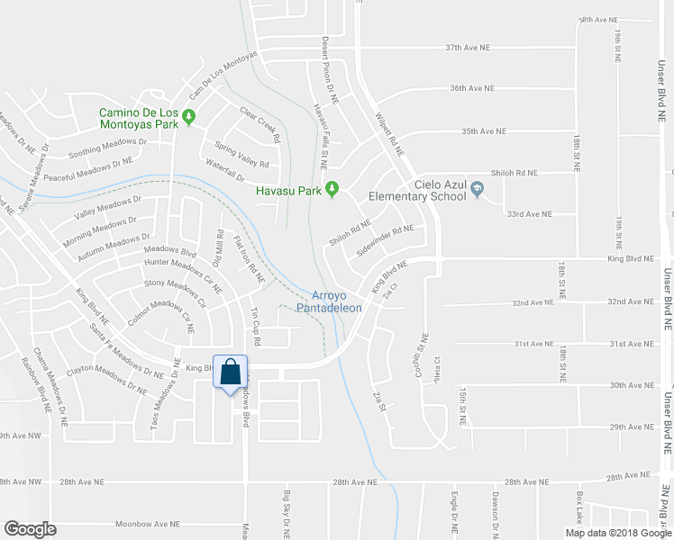 map of restaurants, bars, coffee shops, grocery stores, and more near 3408 Shiloh Road Northeast in Rio Rancho