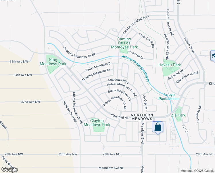 map of restaurants, bars, coffee shops, grocery stores, and more near 3454 Hunter Meadows Circle Northeast in Rio Rancho