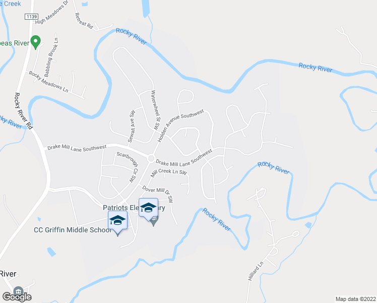 map of restaurants, bars, coffee shops, grocery stores, and more near 7357 Waterwheel Street Southwest in Concord