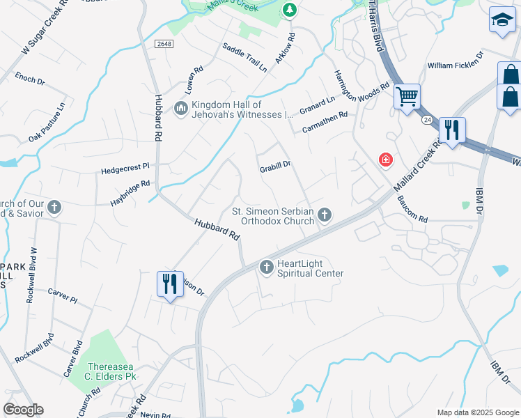 map of restaurants, bars, coffee shops, grocery stores, and more near 3003 Edmonton Place in Charlotte