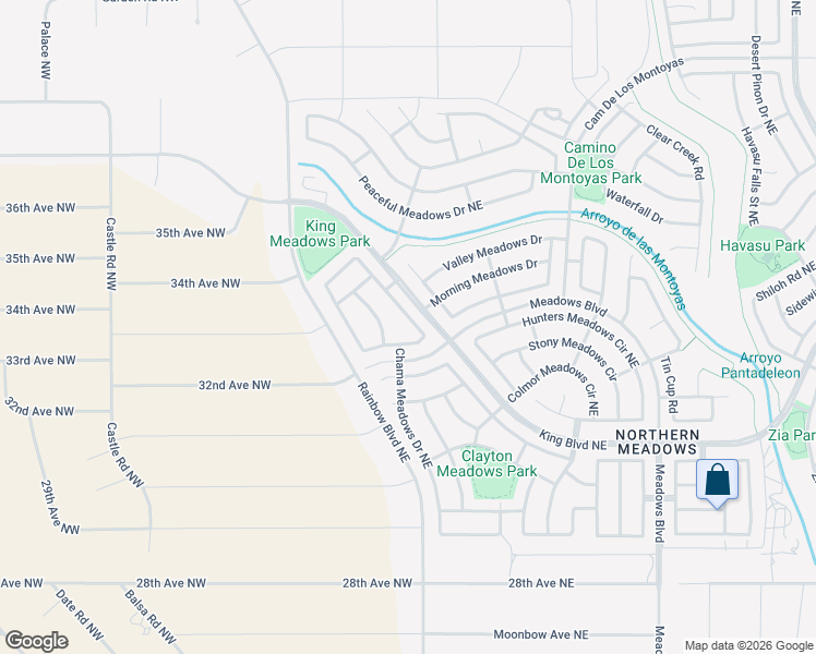 map of restaurants, bars, coffee shops, grocery stores, and more near 3419 Morgan Meadows in Rio Rancho