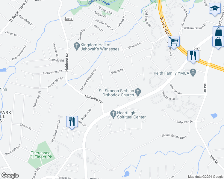 map of restaurants, bars, coffee shops, grocery stores, and more near 3003 Edmonton Place in Charlotte
