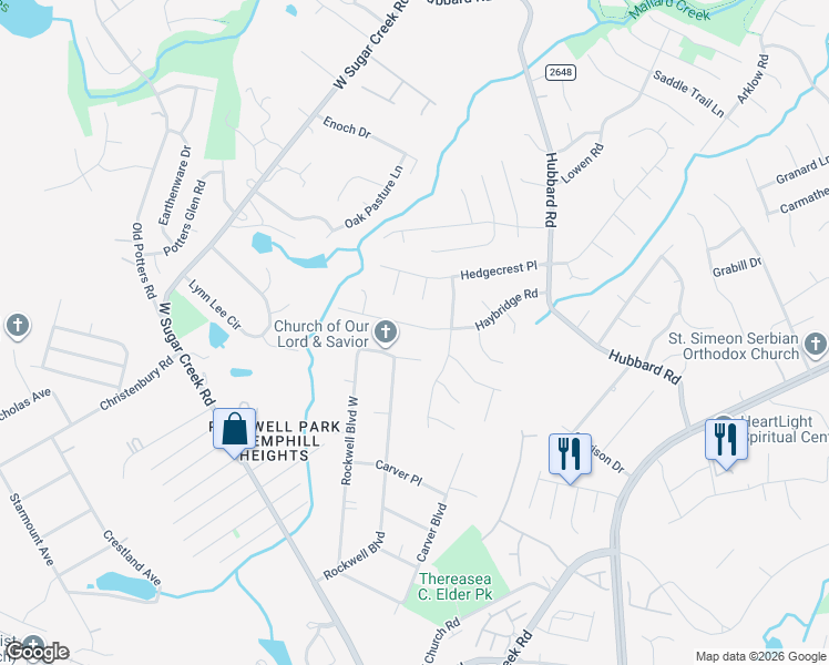 map of restaurants, bars, coffee shops, grocery stores, and more near 5206 Haybridge Road in Charlotte