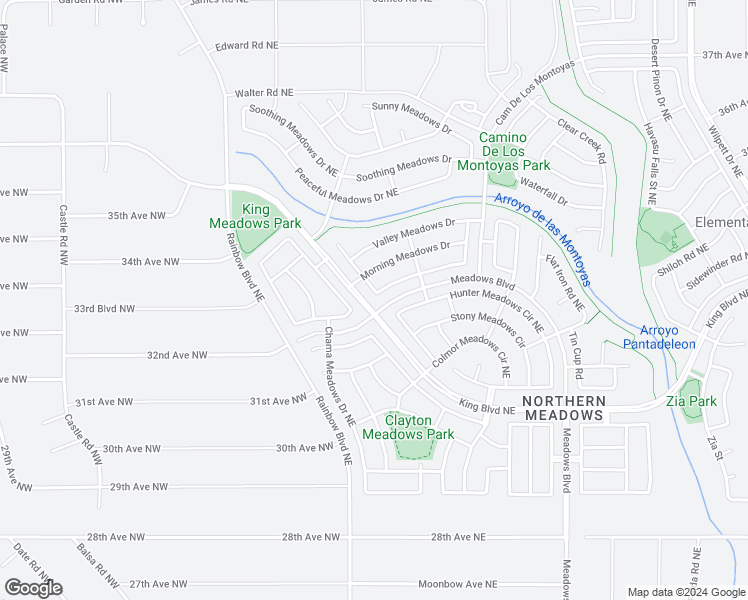 map of restaurants, bars, coffee shops, grocery stores, and more near 3401 Misty Meadows Drive Northeast in Rio Rancho