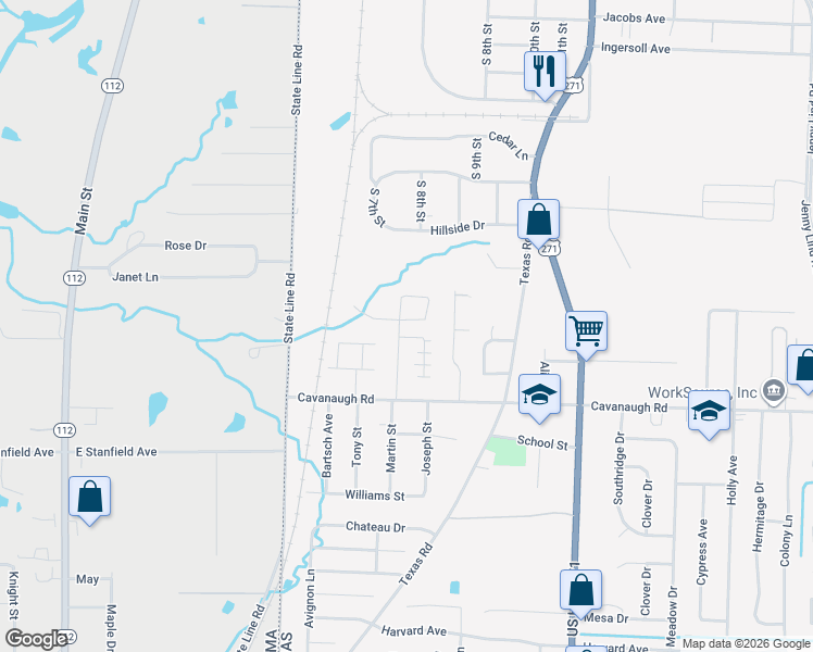 map of restaurants, bars, coffee shops, grocery stores, and more near 100 Martin Circle in Fort Smith