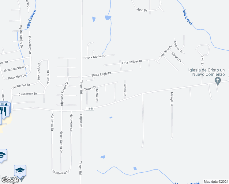 map of restaurants, bars, coffee shops, grocery stores, and more near Douglas Acres Drive in Broadway