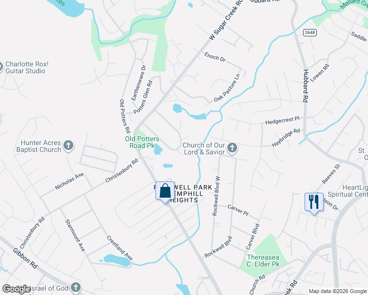 map of restaurants, bars, coffee shops, grocery stores, and more near 5514 Lee Marie Lane in Charlotte