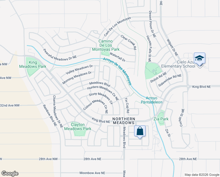 map of restaurants, bars, coffee shops, grocery stores, and more near 3341 Hunter Meadows Circle Northeast in Rio Rancho