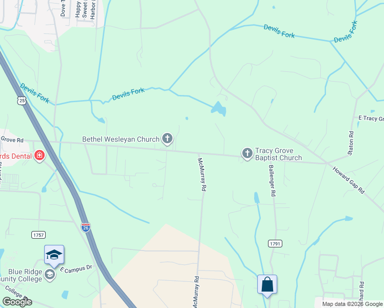map of restaurants, bars, coffee shops, grocery stores, and more near 766 McMurray Road in Flat Rock