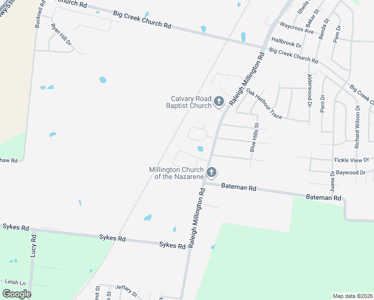 map of restaurants, bars, coffee shops, grocery stores, and more near 6851 Raleigh Millington Road in Millington
