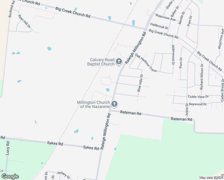 map of restaurants, bars, coffee shops, grocery stores, and more near 6884 Raleigh Millington Road in Millington