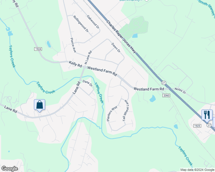 map of restaurants, bars, coffee shops, grocery stores, and more near 136 Morning Dew Lane in Mount Holly