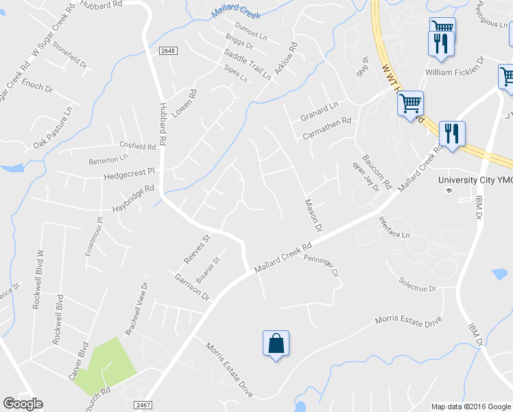 map of restaurants, bars, coffee shops, grocery stores, and more near 3003 Edmonton Place in Charlotte