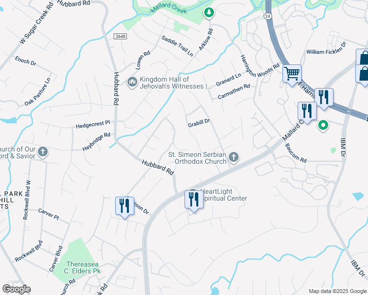 map of restaurants, bars, coffee shops, grocery stores, and more near 3003 Edmonton Place in Charlotte