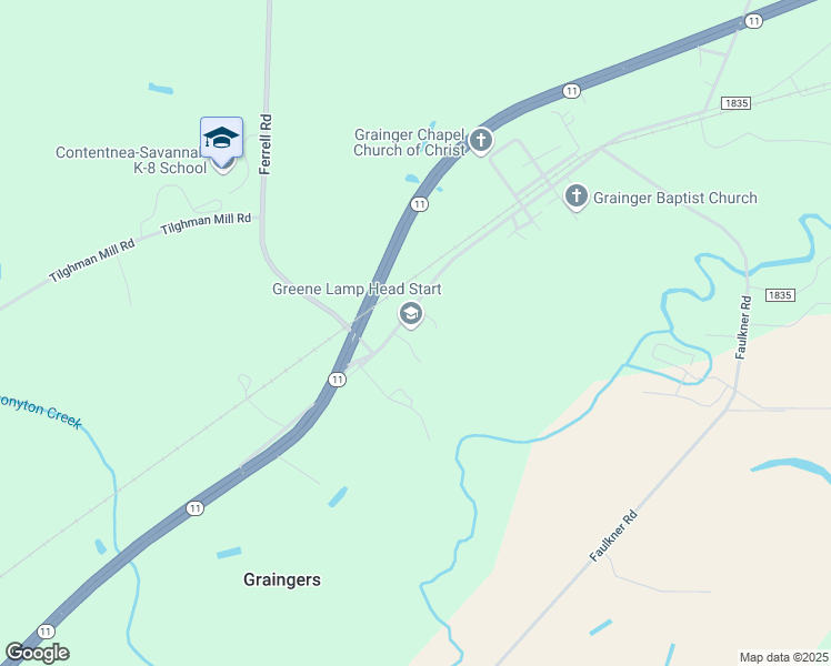 map of restaurants, bars, coffee shops, grocery stores, and more near 2909 Grainger Station Road in Kinston