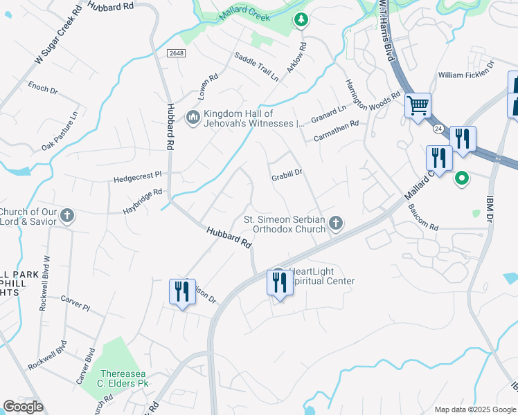 map of restaurants, bars, coffee shops, grocery stores, and more near 3029 Edmonton Place in Charlotte