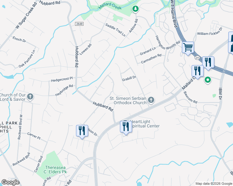 map of restaurants, bars, coffee shops, grocery stores, and more near 3029 Edmonton Place in Charlotte