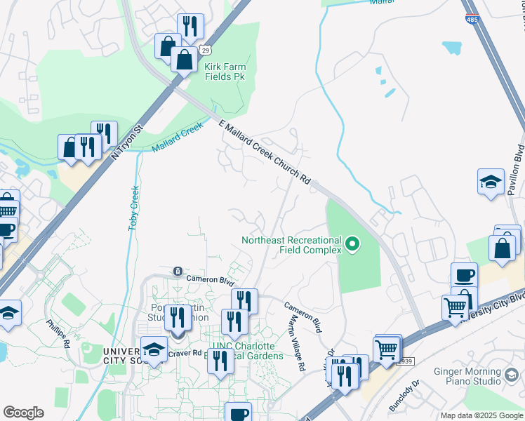 map of restaurants, bars, coffee shops, grocery stores, and more near 609 Lex Drive in Charlotte
