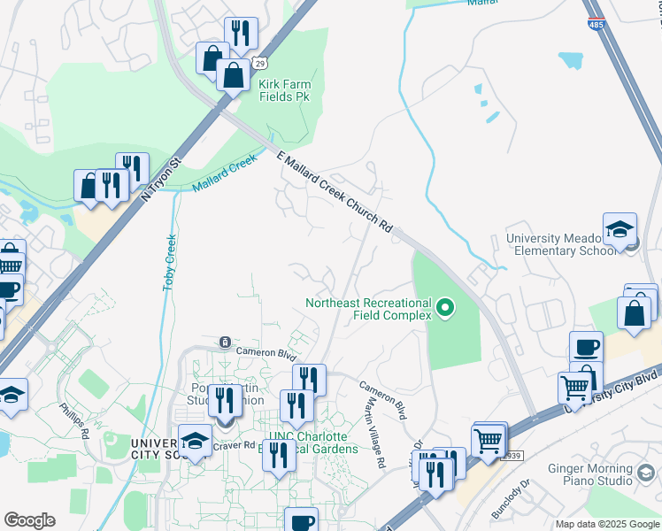 map of restaurants, bars, coffee shops, grocery stores, and more near 609 Lex Drive in Charlotte